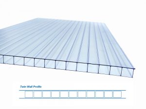 Clear twin wall polycarboante